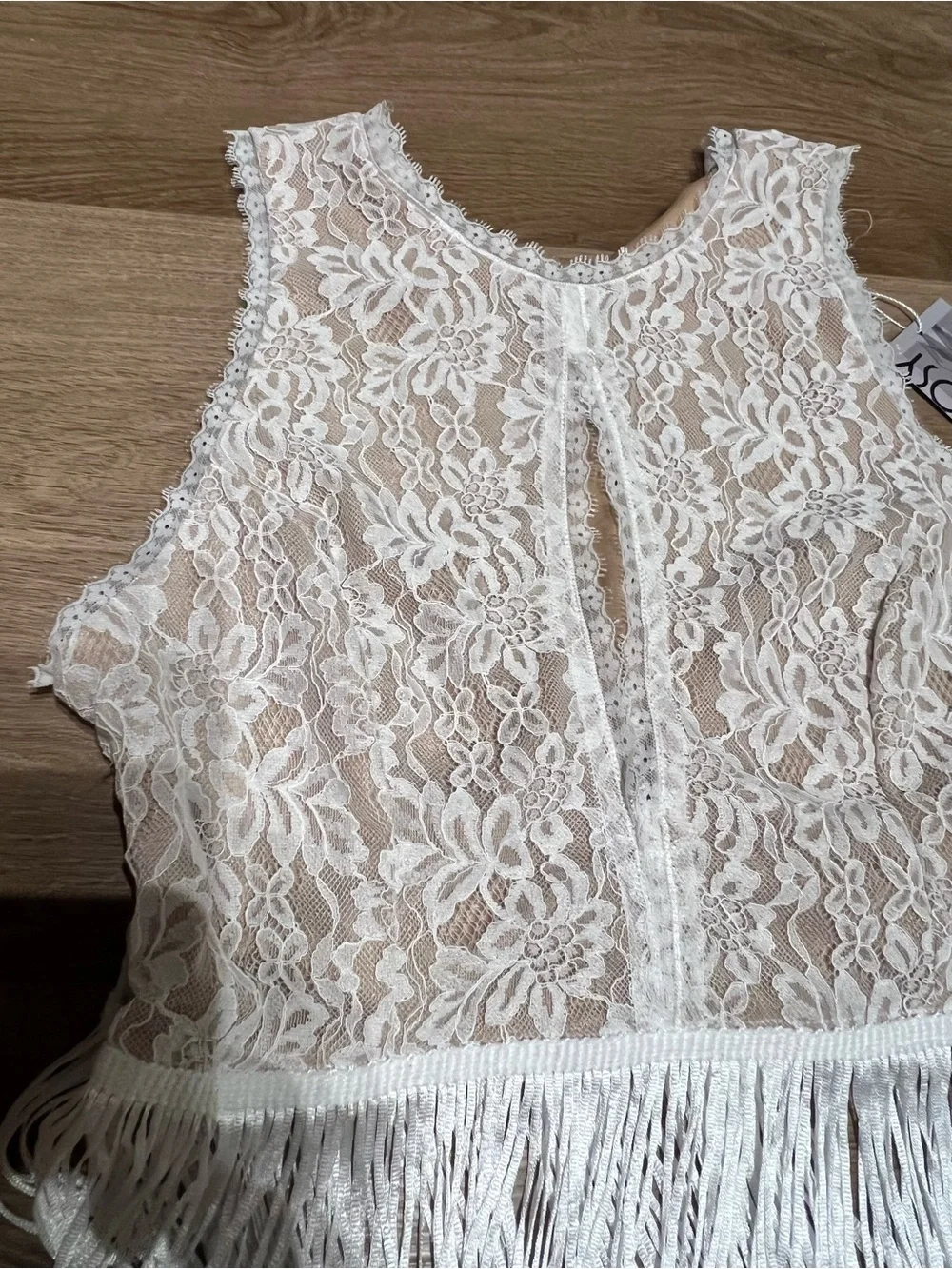 Lace Fringe Two-Piece Set - White OYROSY Country concert outfit! Brand new